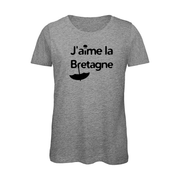 T shirt humour bio femme   femme bio|J'aime la Bretagne Noir 