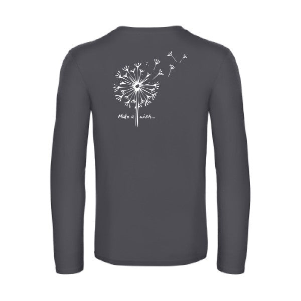 make a wish - t shirt- manches- longues- original- humour- Dark Grey impression Dos