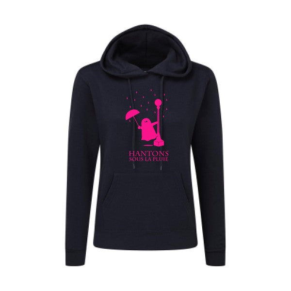 Hantons sous la pluie Rose Fluo |Sweat original à capuche Femme