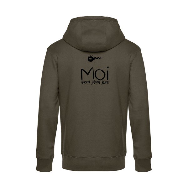 Moi-quand-j-etais-jeune sweat shirt original Khaki flex Noir impression Dos