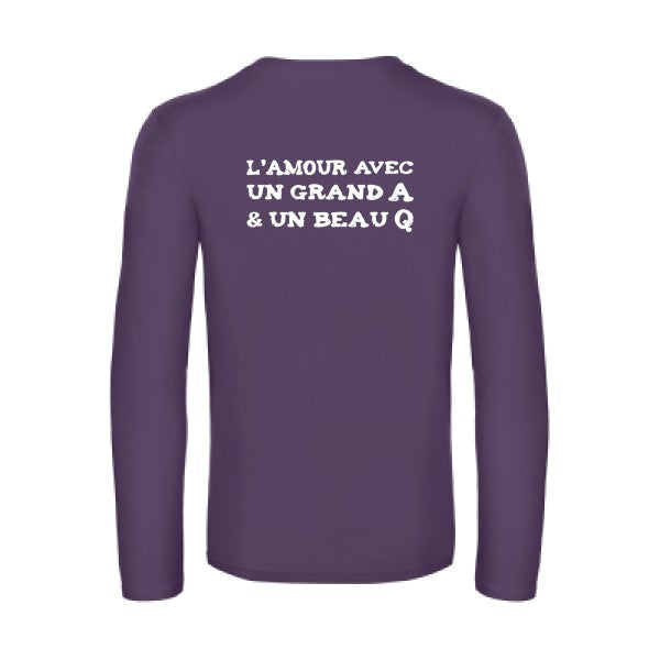 l amour avec un grand a et un beau q  - t shirt- manches- longues- original- humour- Urban Purple impression Dos