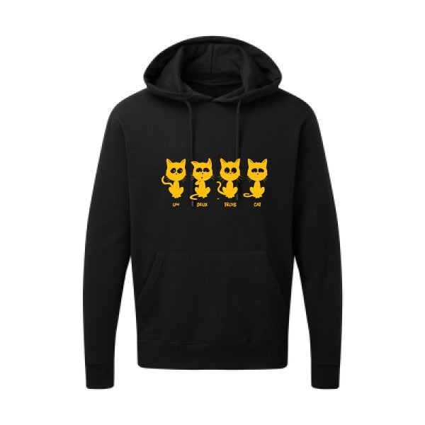 un deux trois cat jaune Or |Sweat capuche imprimé homme