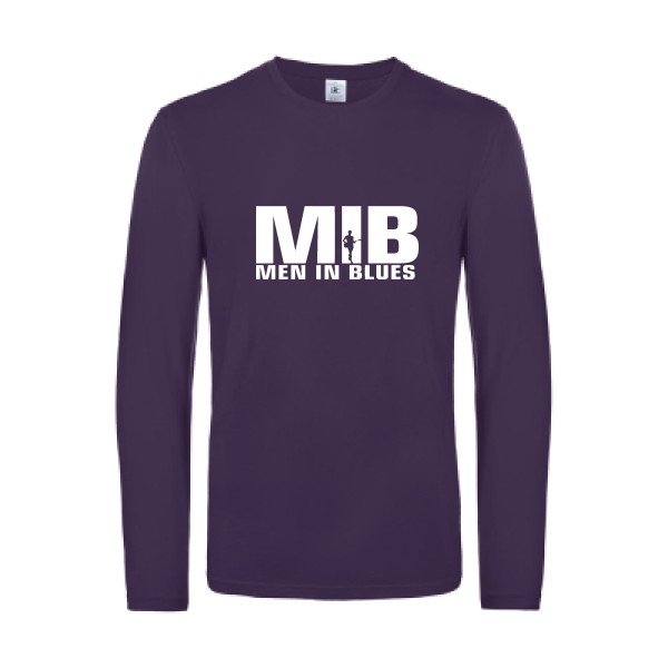 men in blues - t shirt- manches- longues- original- humour- Urban Purple impression Face