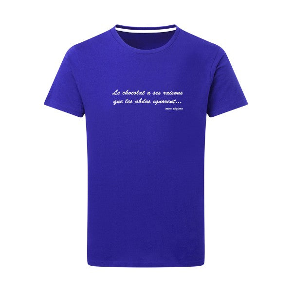 Le chocolat a ses raisons Blanc -Flex Blanc sur T-shirt SG  Royal Blue  5XL