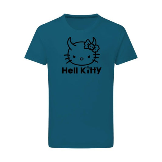 Hell Kitty noir -Flex noir sur T-shirt SG  Petrol  2XL