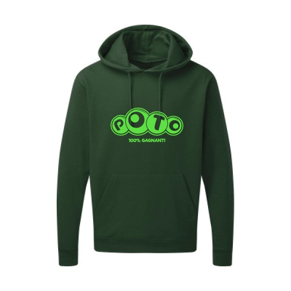 Poto Vert fluo |Sweat capuche imprimé homme