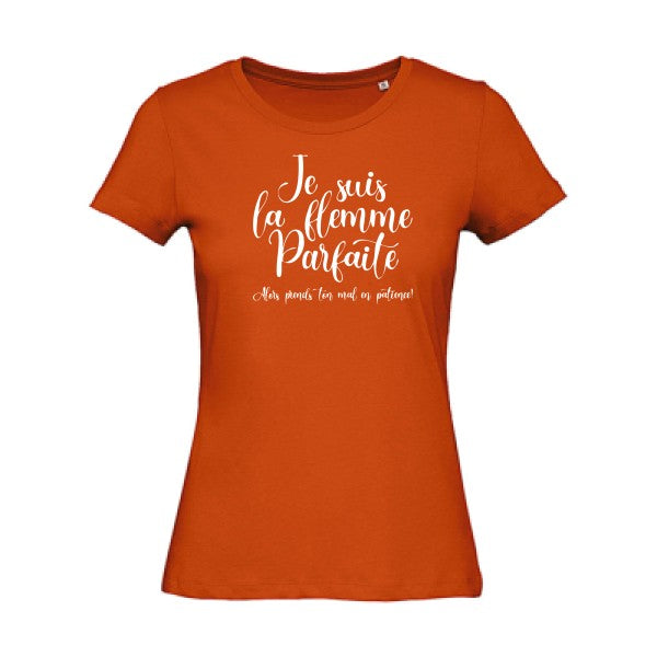 T shirt humour bio femme   femme bio|La flemme parfaite Blanc 