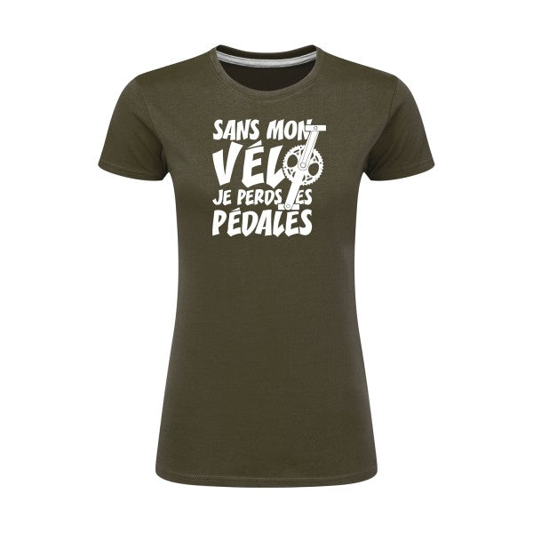 Sans mon vélo, je perds les pédales ! | Blanc |T shirt original femme|SG