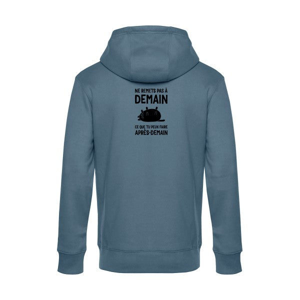 Ne-remets-pas-a-demain sweat shirt original nordic blue flex Noir impression Dos