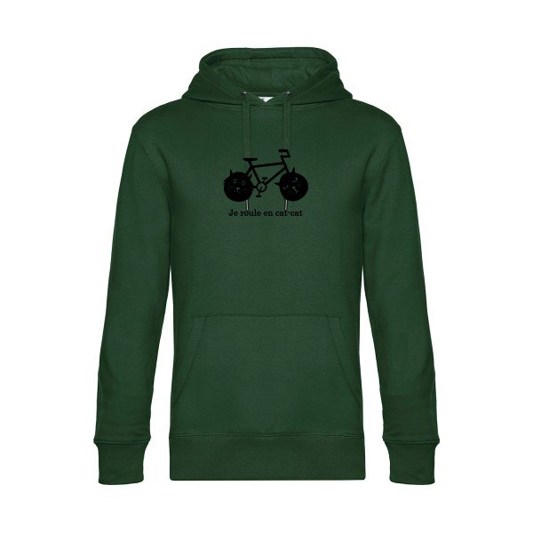 cat-cat-bike sweat shirt original Bottle Green flex Noir impression Face