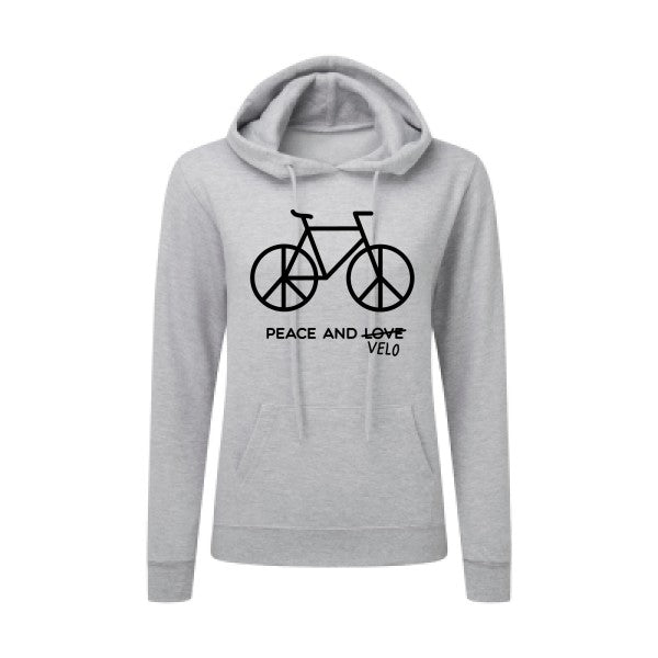 Peace and vélo Noir |Sweat original à capuche Femme