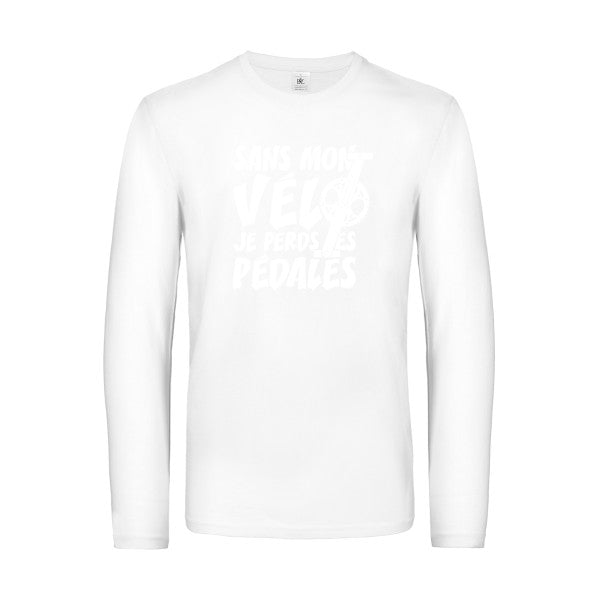 sans mon velo je perds les pedales  - t shirt- manches- longues- original- humour- White impression Face