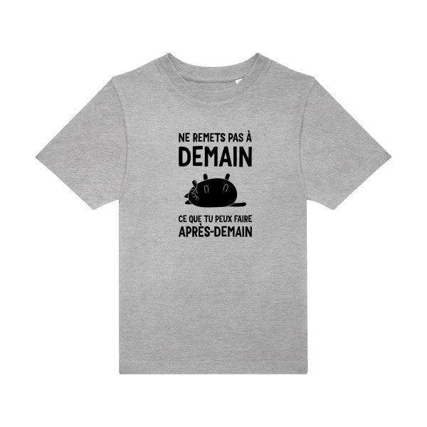 T-shirt original enfant Ne-remets-pas-a-demain couleur Sport Grey flex Noir