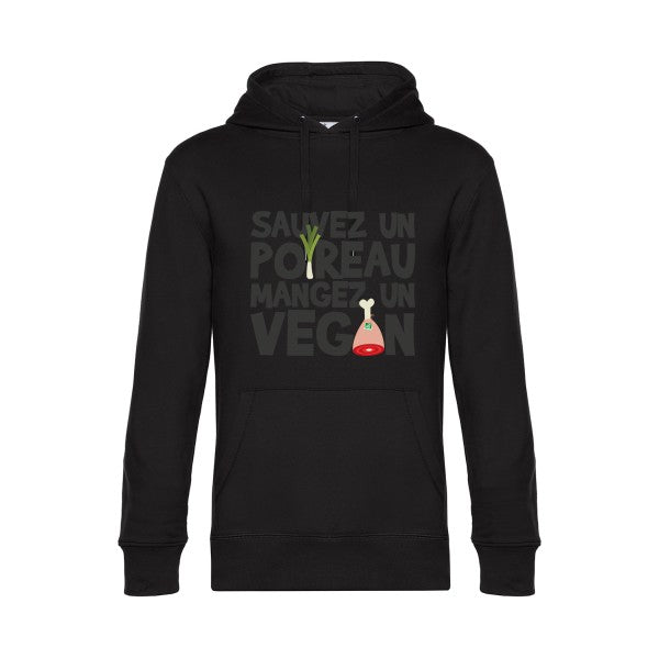 vegan-poireau- Sweat à capuche original Black - RueDuTeeshirt