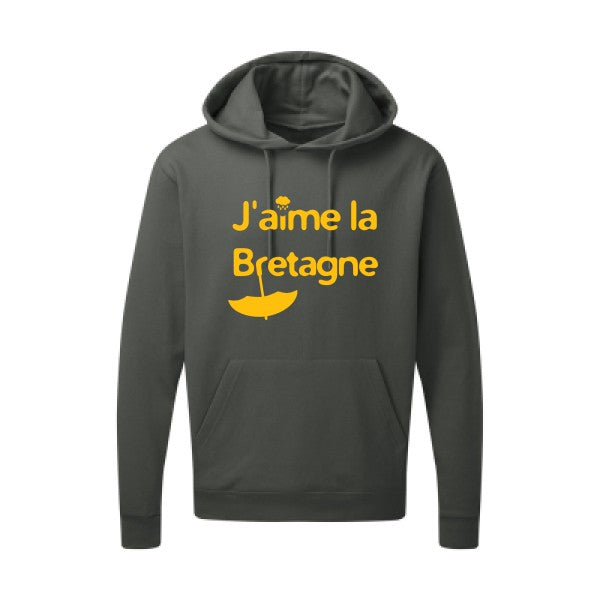 J'aime la Bretagne |Sweat  capuche humoristique jaune Or 