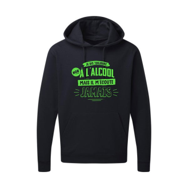 Non à l'alcool  |Sweat  capuche humoristique Vert fluo 