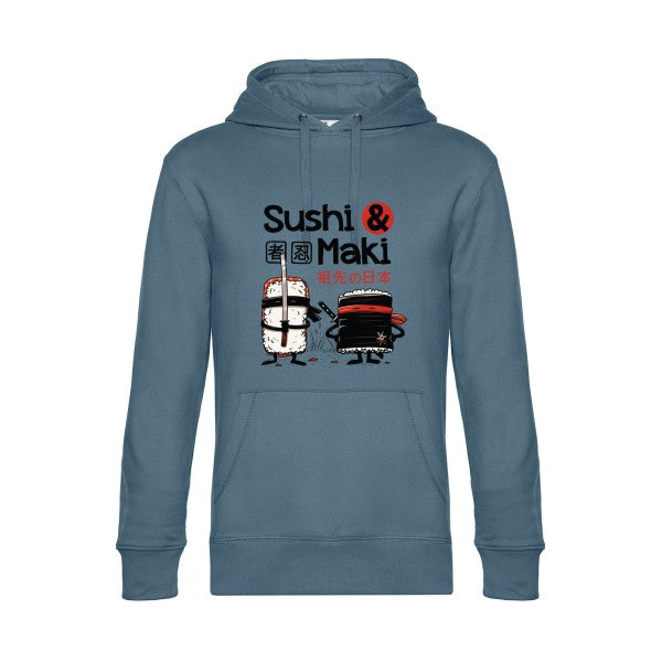 Sushi-et-Maki- Sweat à capuche original nordic blue - RueDuTeeshirt