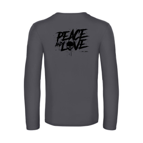 peace or no peace - t shirt- manches- longues- original- humour- Dark Grey impression Dos