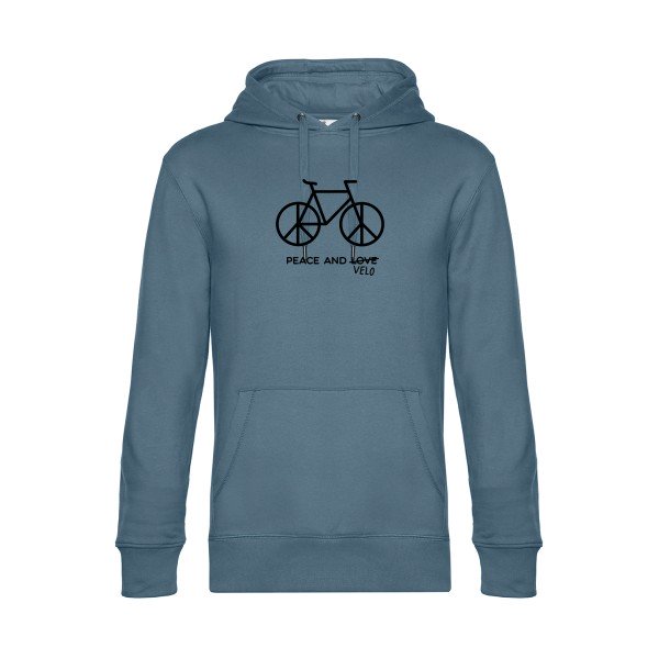 Peace-and-velo sweat shirt original nordic blue flex Noir impression Face