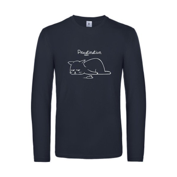 procatination - t shirt- manches- longues- original- humour- Navy impression Face