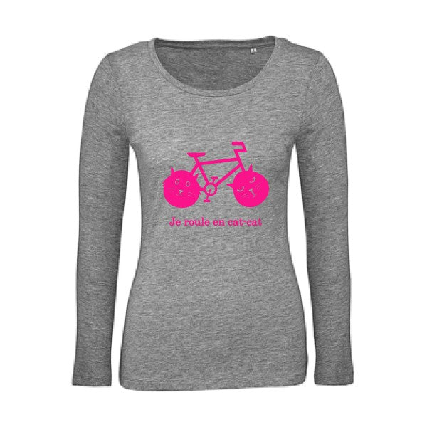 cat-cat bike Rose Fluo |   T shirt manches longues femme|100% bio