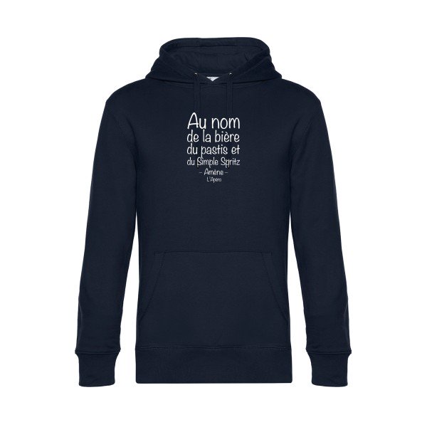 priere-de-l-apero sweat shirt original Navy Blue flex Blanc impression Face
