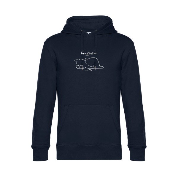 Procatination sweat shirt original Navy Blue flex Blanc impression Face