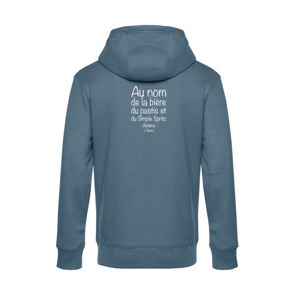 priere-de-l-apero sweat shirt original nordic blue flex Blanc impression Dos