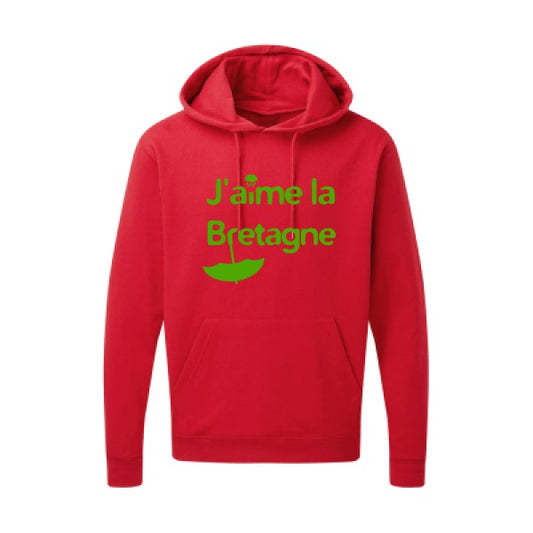 J'aime la Bretagne |Sweat  capuche humoristique Vert pomme 