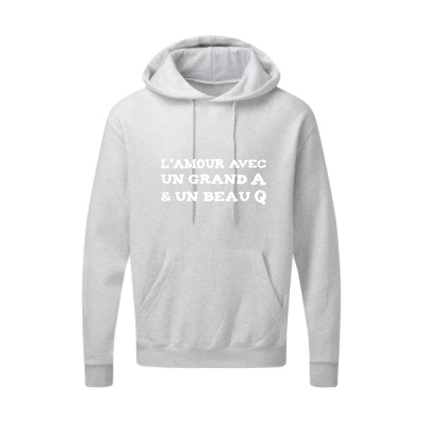 L'Amour avec un grand A et un beau Q |Sweat capuche imprimé|Blanc