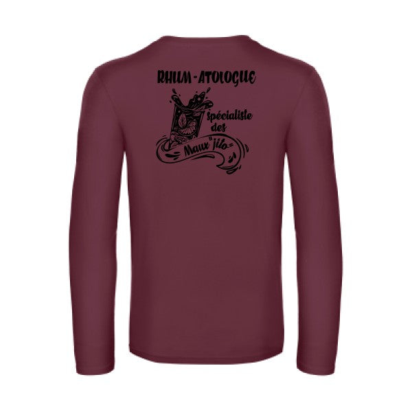 rhum atologue - t shirt- manches- longues- original- humour- Burgundy impression Dos