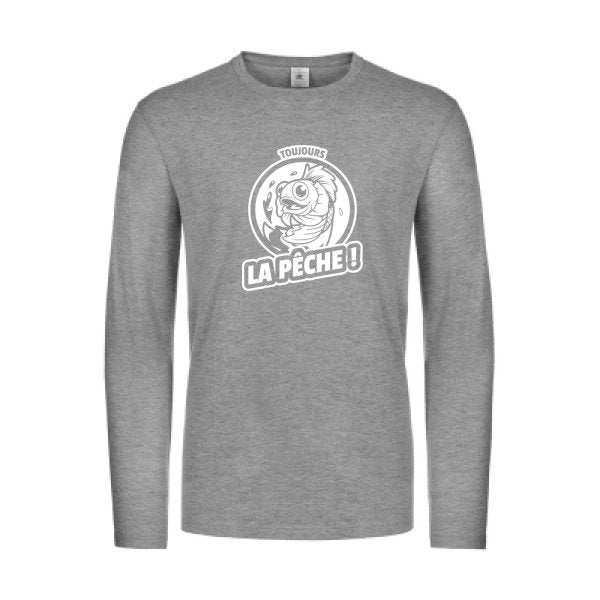 toujours la peche  - t shirt- manches- longues- original- humour- Sport Grey impression Face