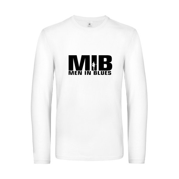 men in blues - t shirt- manches- longues- original- humour- White impression Face