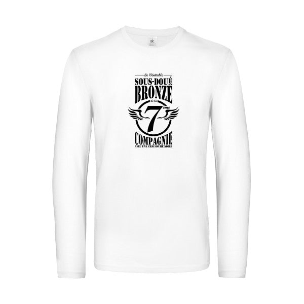 7eme compagnie crew - t shirt- manches- longues- original- humour- White impression Face
