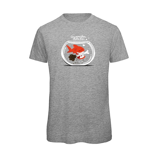 T-shirt humour original Qui Aime Bien Chatie Bien T Shirt couleur Sport Grey