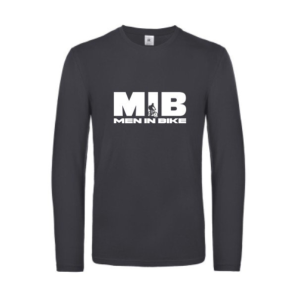 men in bike - t shirt- manches- longues- original- humour- Dark Grey impression Face