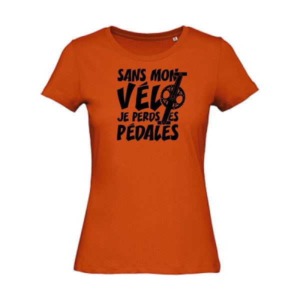 T shirt humour bio femme   femme bio|Sans mon vÃ©lo, je perds les pÃ©dales ! Noir 