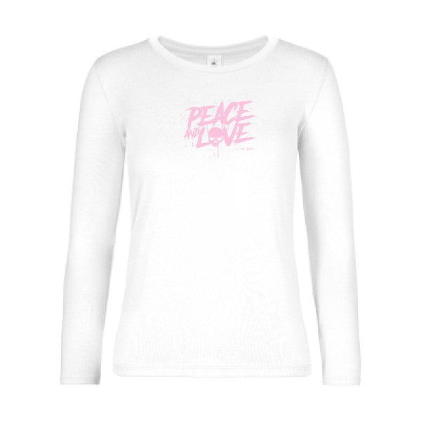 t-shirt lsl femme Peace-or-no-peace White flex Rose