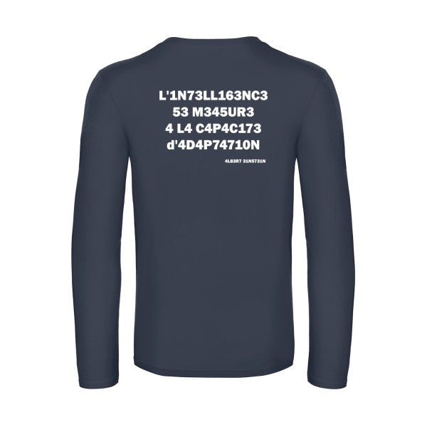 l -intelligence - t shirt- manches- longues- original- humour- Navy impression Dos