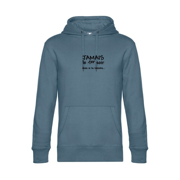 JAMAIS... sweat shirt original nordic blue flex Noir impression Face