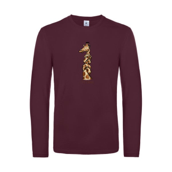 1-tete-2-noeuds-t-shirt-manches-longues-original-humour -Burgundy