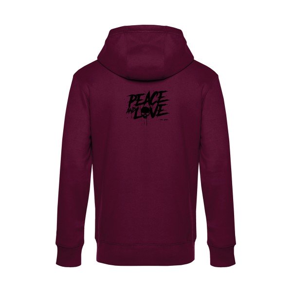 Peace-or-no-peace sweat shirt original Burgundy flex Noir impression Dos