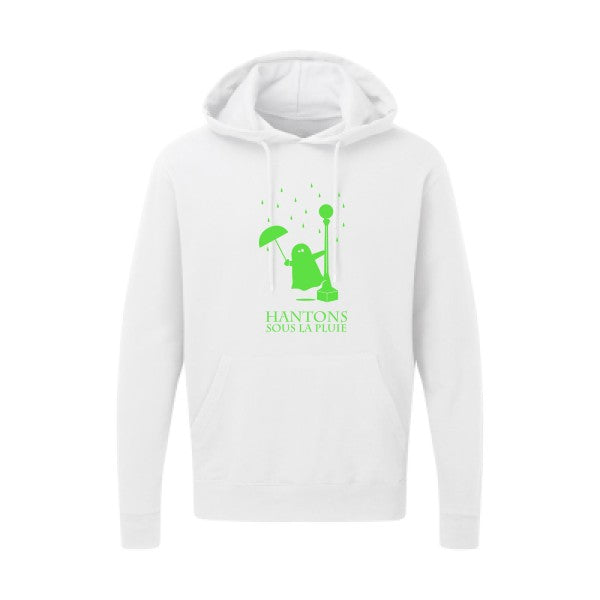 Hantons sous la pluie Vert fluo |Sweat capuche imprimé homme