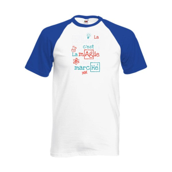 T-shirt fruit of the loom baseball  couleur White/Royal
