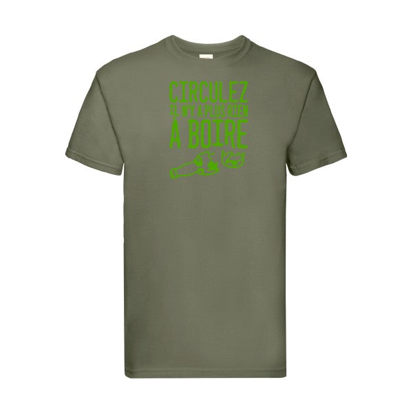 T-shirt|Circulez il n'y a plus rien à boire |Vert pomme|Fruit of the loom 205  G