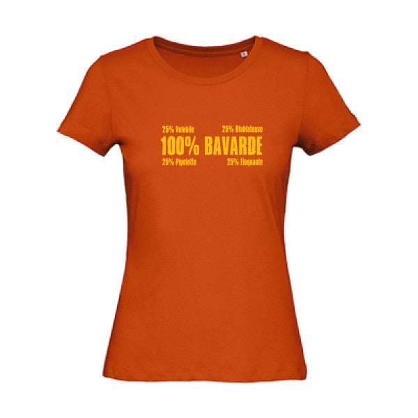 T shirt humour bio femme   femme bio|  Bavarde jaune Or 