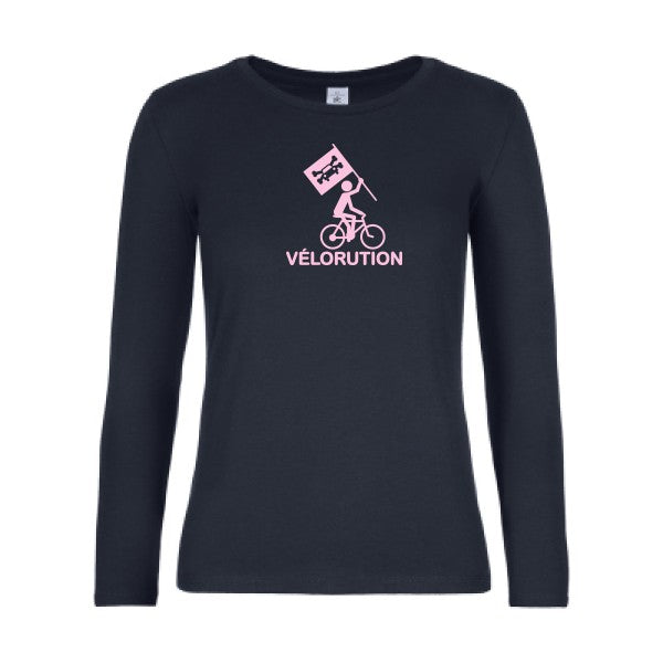 t-shirt lsl femme Velorution Navy flex Rose