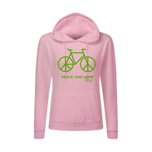 Peace and vélo Vert pomme |Sweat original à capuche Femme