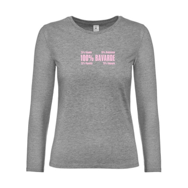 t-shirt lsl femme t-shirt-Bavarde Sport Grey flex Rose