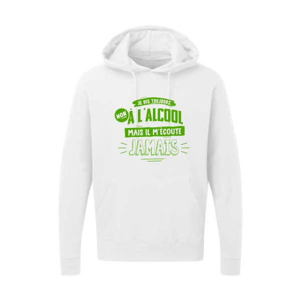 Non à l'alcool  |Sweat  capuche humoristique Vert pomme 